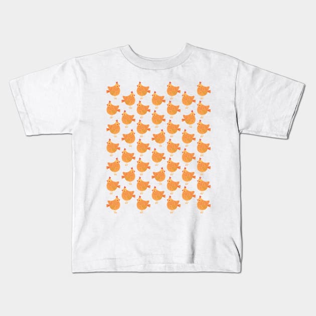 The cute yellow and red chicken pattern Kids T-Shirt by iulistration